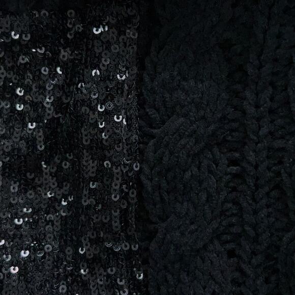 Loyd/Ford Womens Size M Sweater Chunky Knit Black Pure Rayon Sequins Pockets - Picture 12 of 16